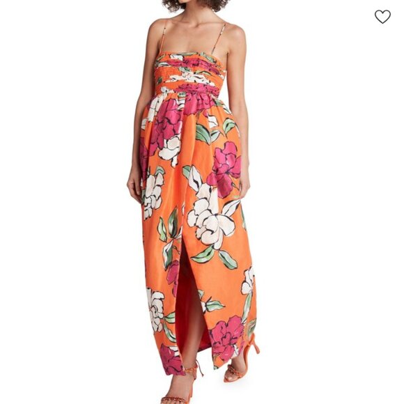 Aje Sculptura Monument Tulip Linen Blend Maxi Dress in Vivid Camel NWT - Picture 5 of 10